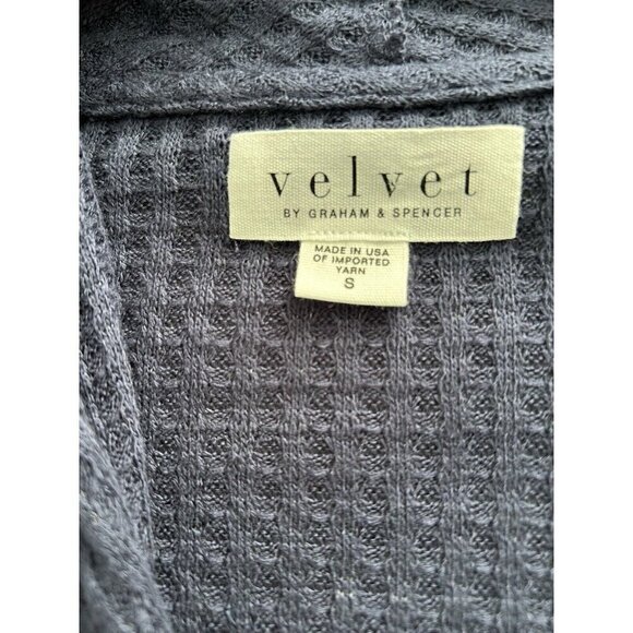 Velvet by Graham & Spencer Bertha Waffle Knit Waterfall Cardigan Navy Size S - Picture 9 of 12